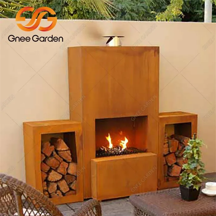 Corten Steel Bakgård Öppen spis