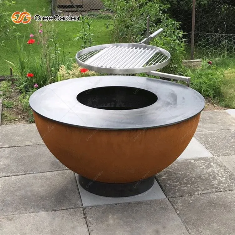Corten Steel Utomhusgrill Semi-Sphere Fire Bowl