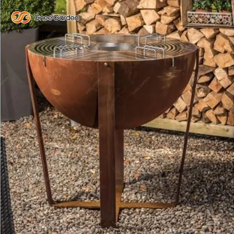 Corten Steel Wood Burning  Fire Bowl BBQ