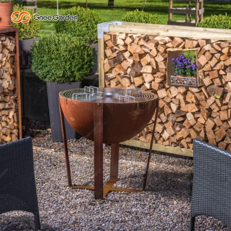 Corten Steel Outdoor Bowl-Formad eldstadsgrill