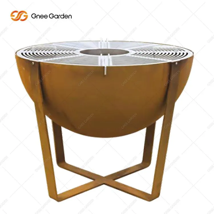 Corten Steel Uteplats Fire Pit Bowl BBQ Hemisphere Plancha Grill