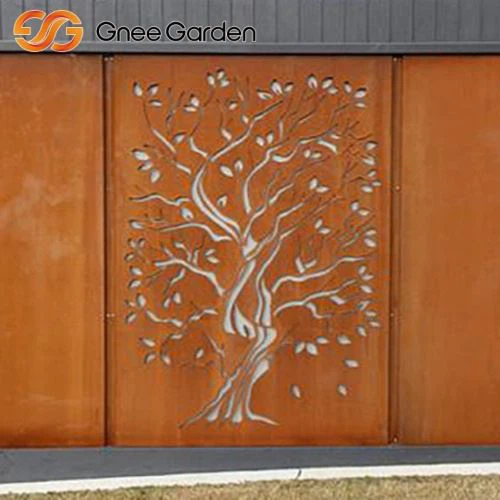 Industristil Corten Steel Tree Artwork Garden Divider Screen