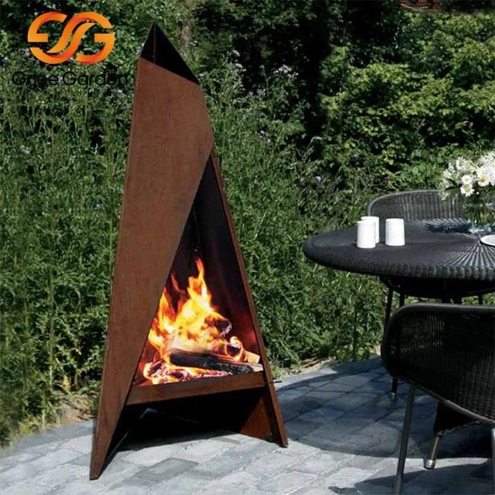Outdoor Free Standing Corten Steel Fireplace