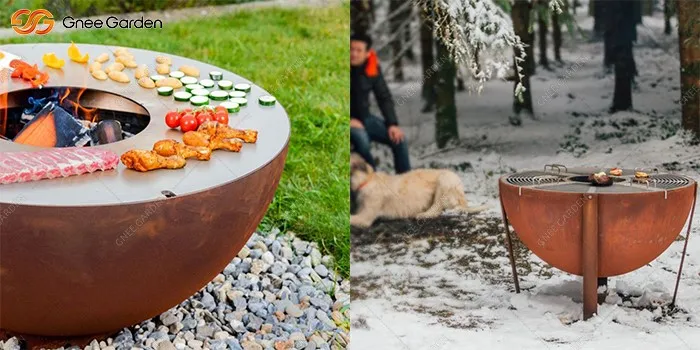 Corten Steel Large Semi-Sphere BBQ Corten Steel Large Semi-Sphere BBQ