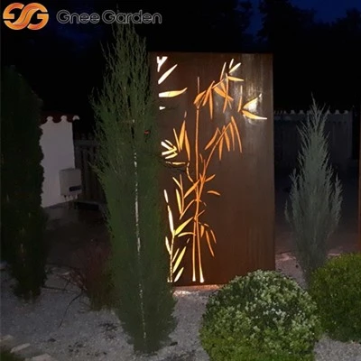 Corten skärmpaneler bambu laserskuren dekorativ